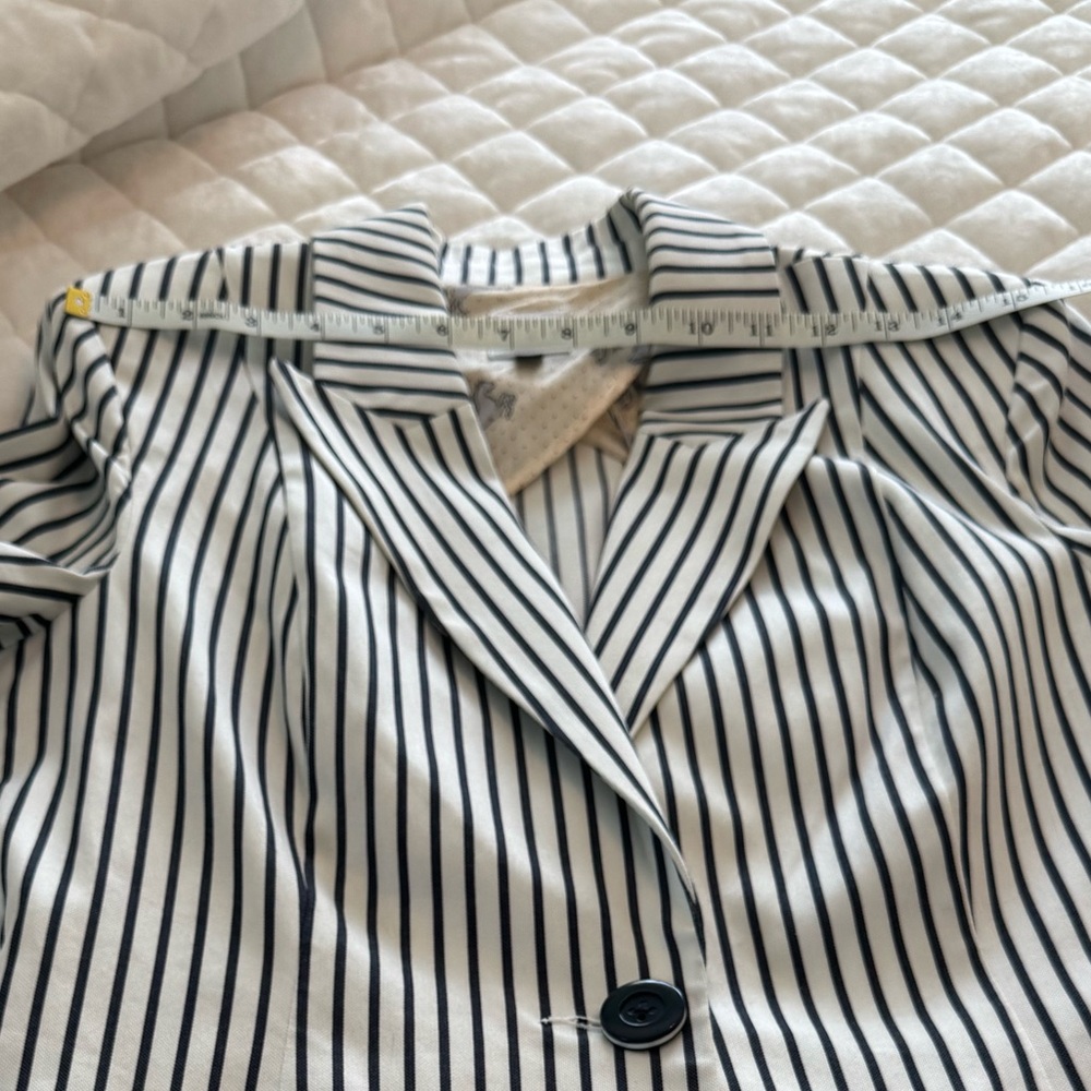 CAbi l 5295 Ole Ticking Bell Jacket Blazer Navy White size 4 - Picture 8 of 14